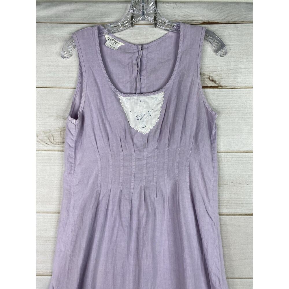 SUNDANCE Dress Womens M Purple Sleeveless Button Back Pintuck Cottagecore Boho - Picture 2 of 11
